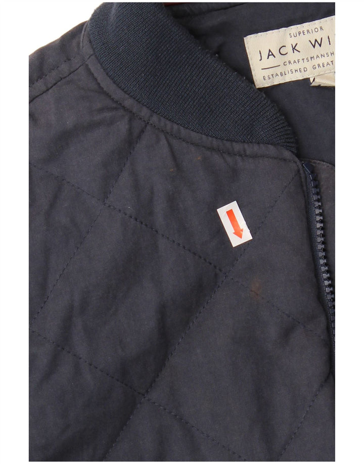 JACK WILLS Giubbotto bomber da uomo UK 36 Piccolo cotone blu navy