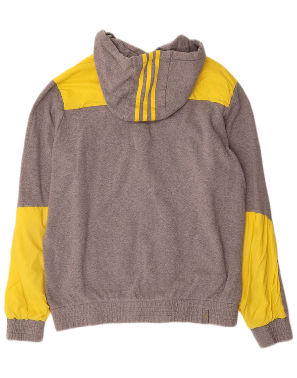 Maglione con cappuccio e zip da uomo Adidas UK 42/44 Large Grigio Colourblock Cotone