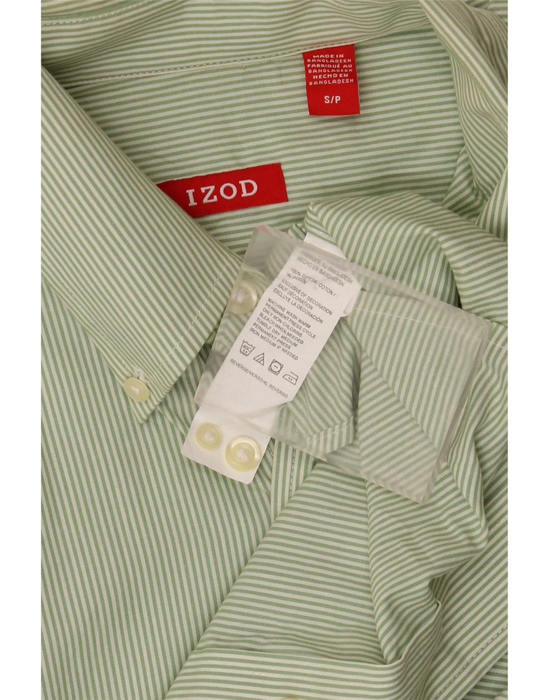 Camicia Uomo Izod Small Verde Gessato in Cotone