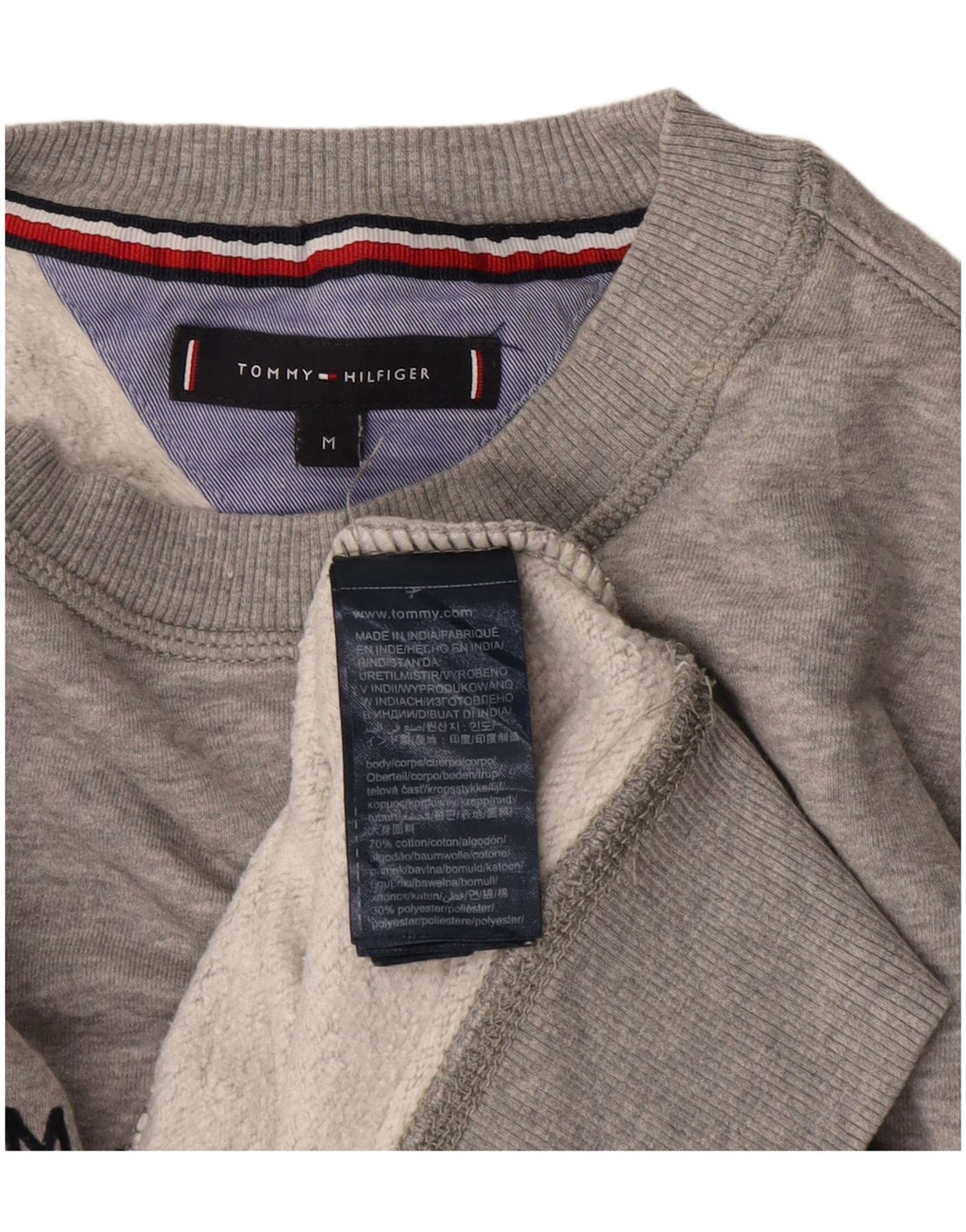 Tommy Hilfiger Uomo Felpa grafica Maglione Cotone chiazzato grigio medio