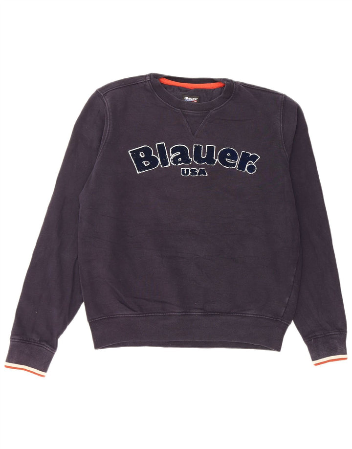 Felpa con grafica Blauer per ragazzi, 13-14 anni, grande, in cotone blu navy