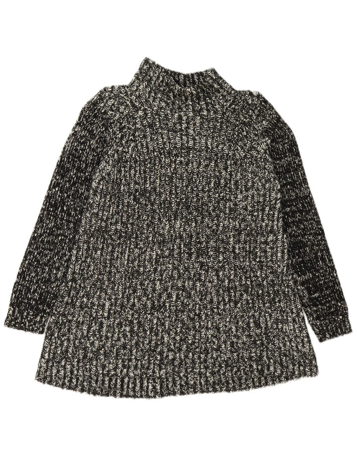 Maglione maglione collo alto da donna Zara UK 14 cotone medio nero screziato