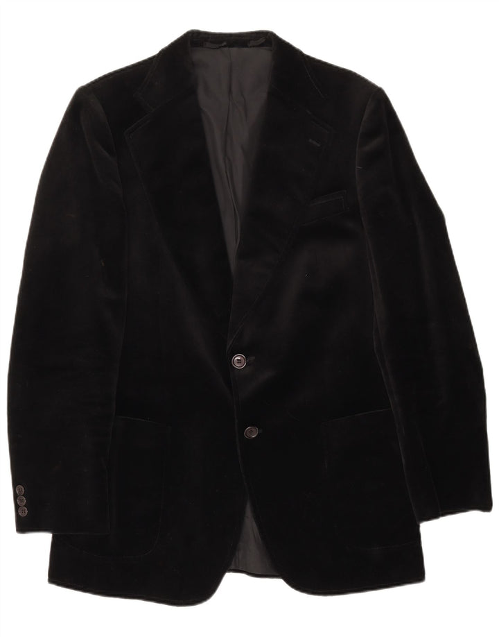 VINTAGE Mens 2 Button Blazer Jacket IT 52 XL Black Cotton
