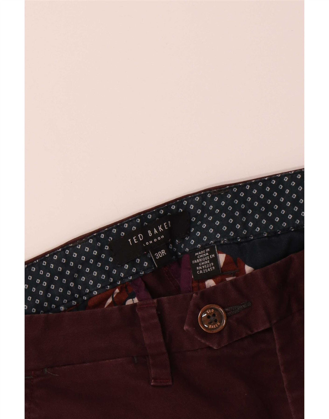 Pantaloni da abito slim da uomo Ted Baker W30 L31 in cotone marrone