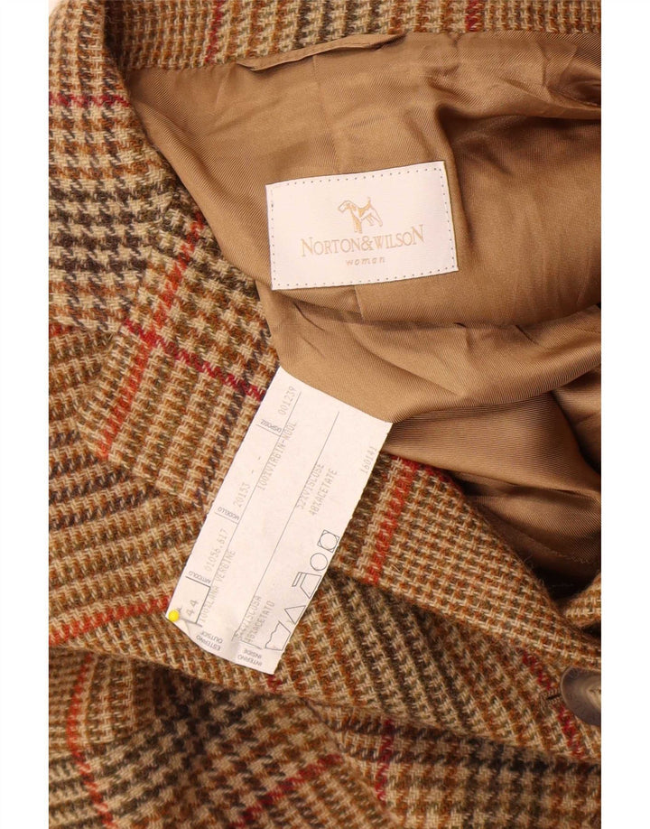 Giacca blazer a 3 bottoni da donna Norton Wilson IT 44 scozzese marrone medio