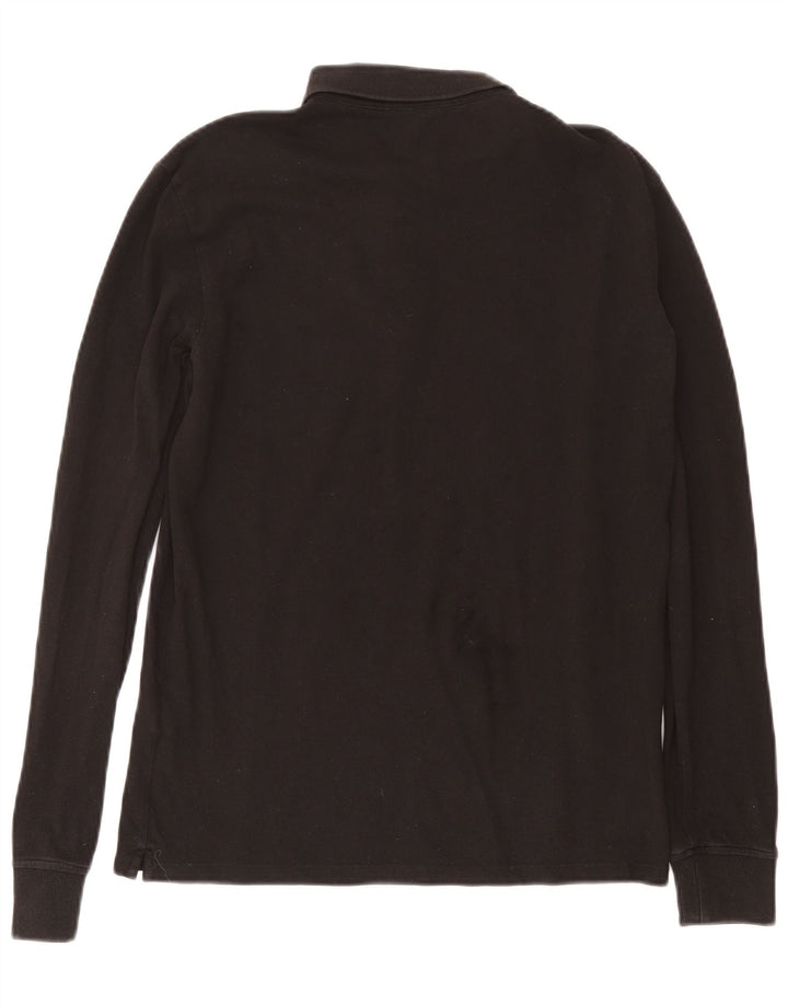 Polo da uomo a maniche lunghe Superdry in cotone nero medio