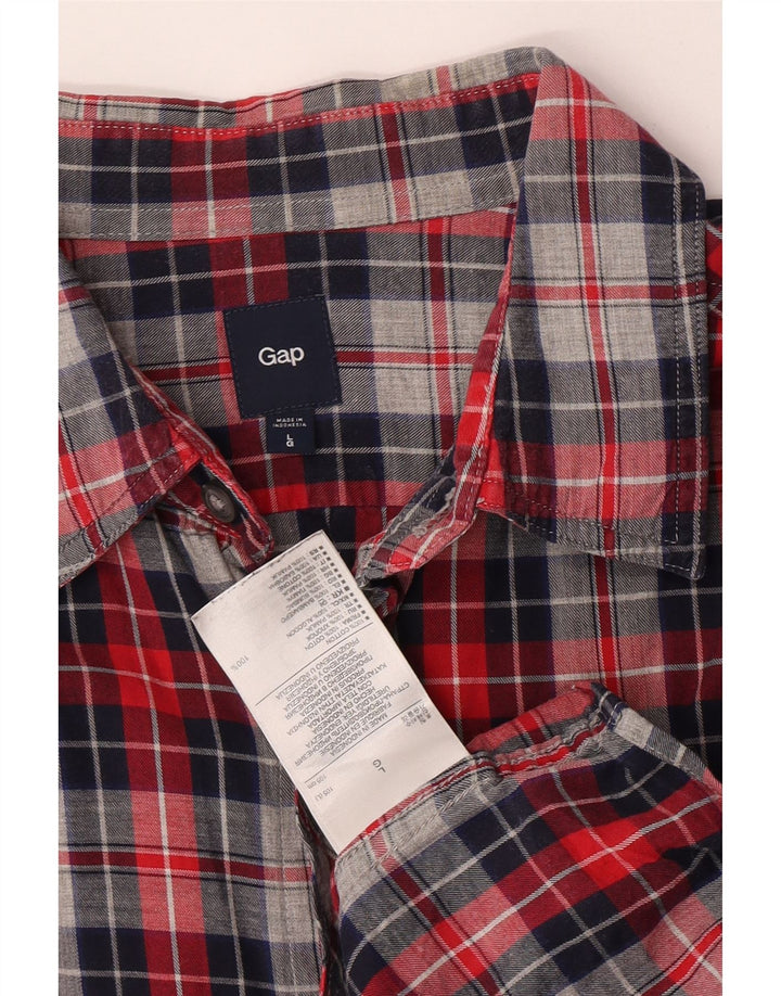 Gap Camicia da uomo in flanella di cotone a quadri rossi grandi
