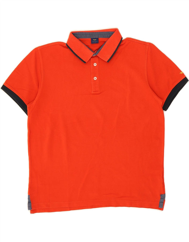 ARMATA DI MARE Mens Polo Shirt Large Orange Cotton Vintage Armata Di Mare and Second-Hand Armata Di Mare from Messina Hembry 