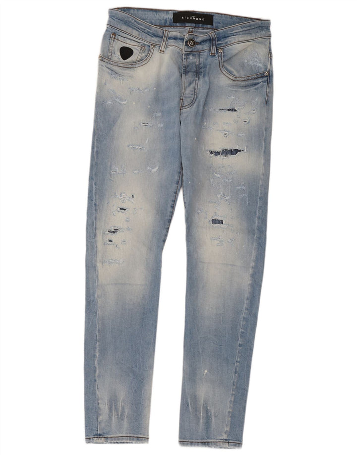 Jeans slim invecchiati da uomo Richmond W32 L30 Blu