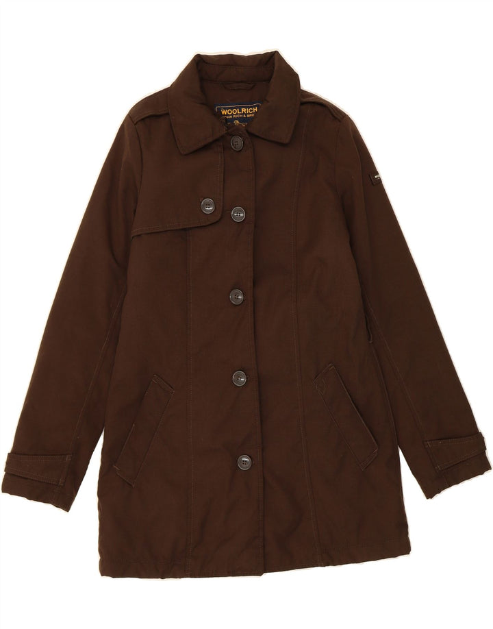 WOOLRICH Womens Military Overcoat UK 12 Medium Brown Nylon Vintage Woolrich and Second-Hand Woolrich from Messina Hembry 