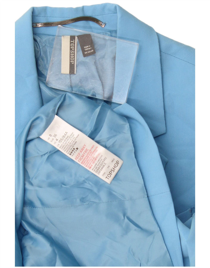 Giacca blazer doppiopetto da donna Topshop UK 8 piccola poliestere blu