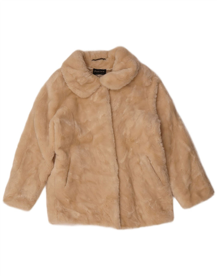 Giacca in pelliccia vintage da donna UK 16 grande beige