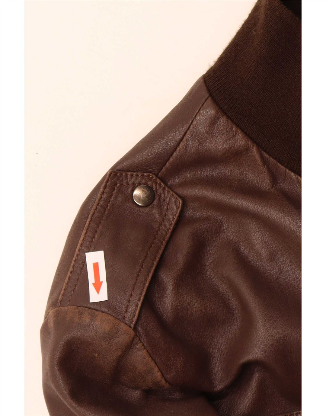 Giacca in pelle militare vintage da uomo IT 50 grande in pelle marrone