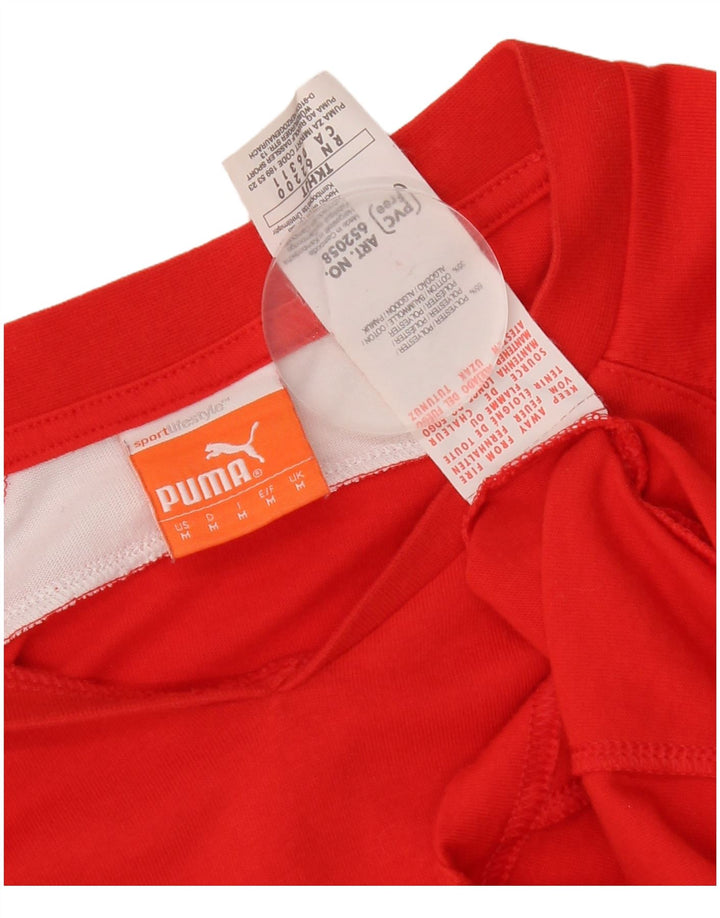 T-shirt da uomo Puma Top in poliestere color block rosso medio