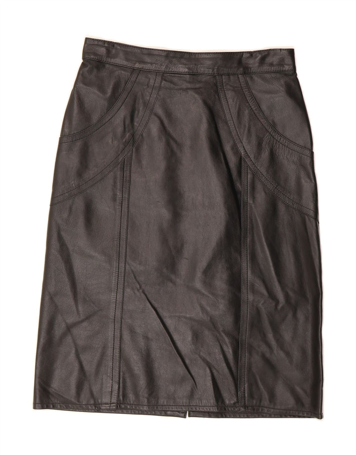 VINTAGE Womens Leather Skirt W28 Medium Black Vintage Vintage and Second-Hand Vintage from Messina Hembry 