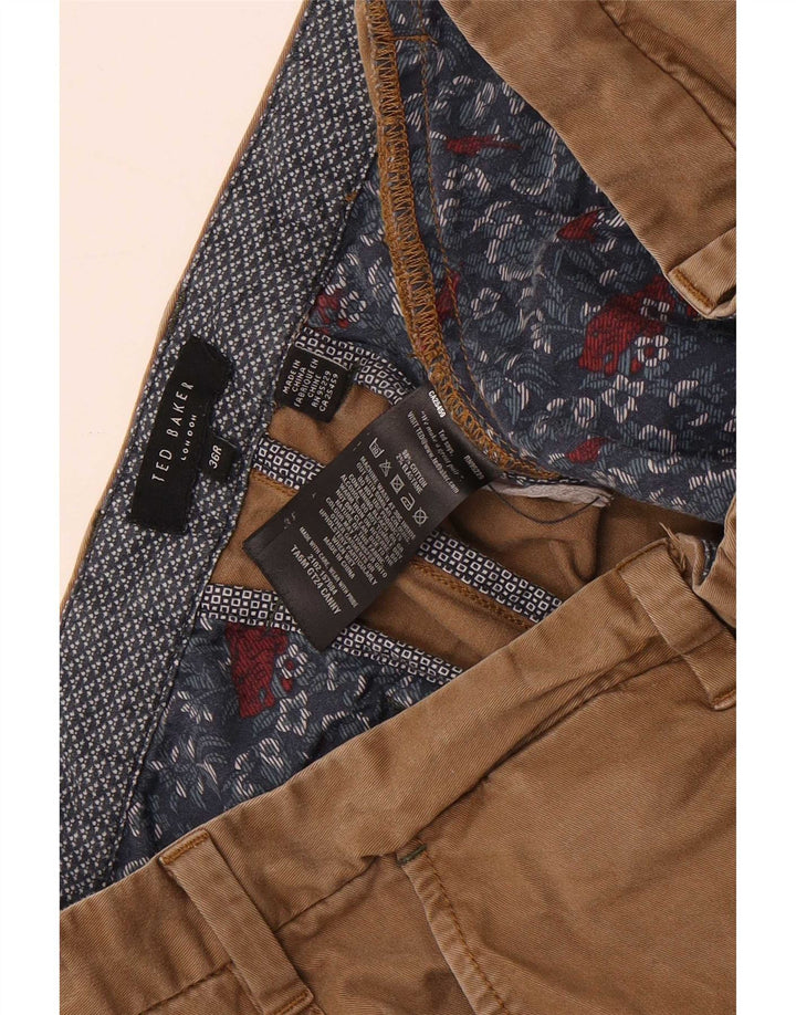 Pantaloni da abito dritti da uomo Ted Baker W36 L31 in cotone beige