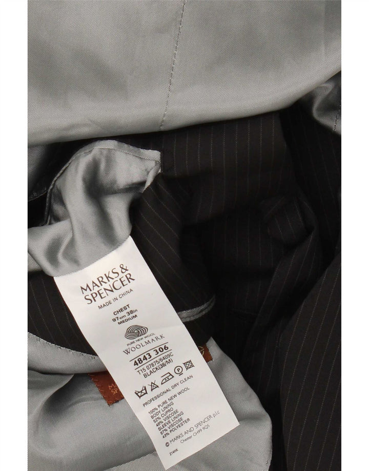 Giacca blazer a 2 bottoni da uomo Marks & Spencer UK 38 gessato medio nero