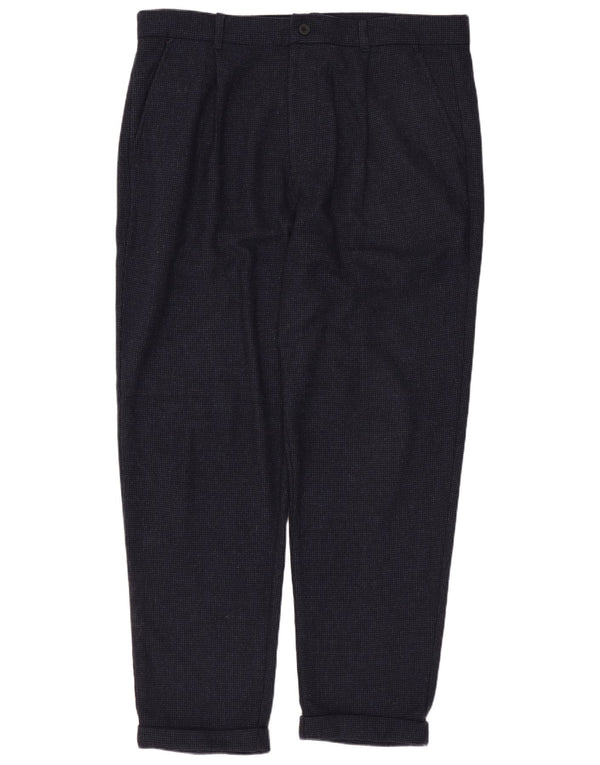 JACK WILLS Pantaloni chino da uomo con pegging W36 L27 Lana blu navy