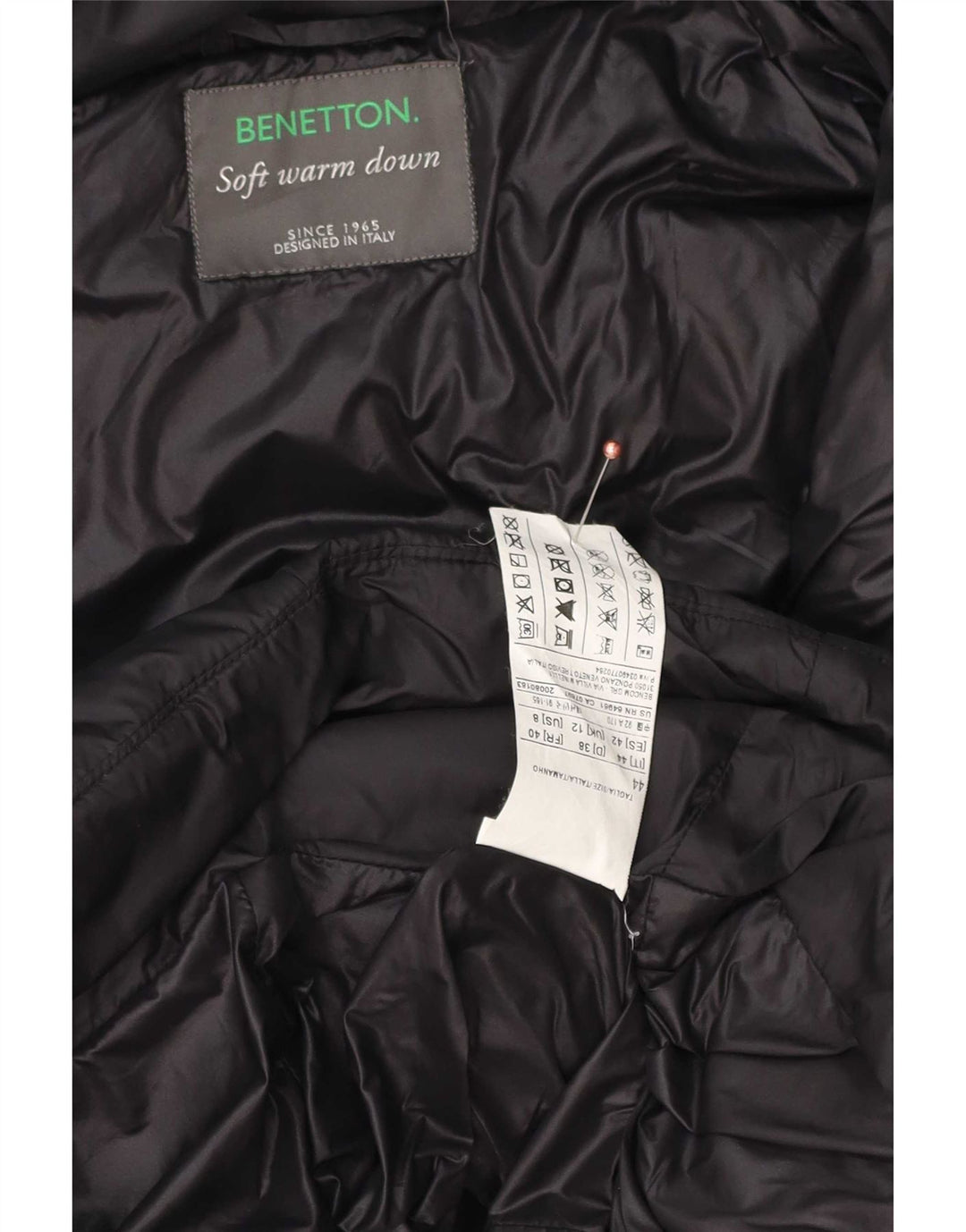Cappotto imbottito con cappuccio da donna Benetton IT 44 medio nero poliestere