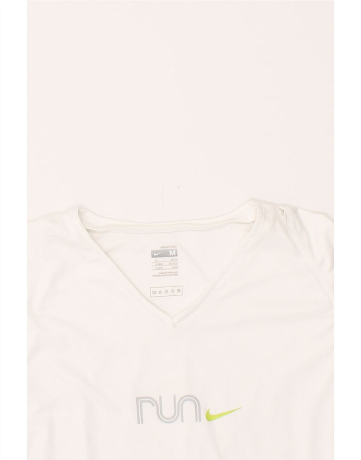 NIKE Womens T-Shirt Top UK 10/12 Medium White Polyester Vintage Nike and Second-Hand Nike from Messina Hembry 