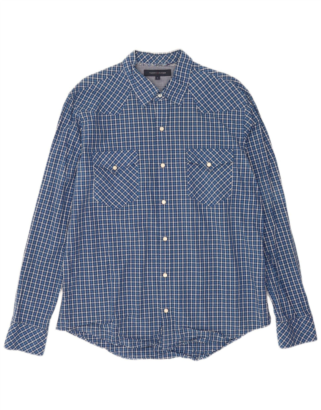 Camicia da uomo Tommy Hilfiger a quadri grandi in cotone blu