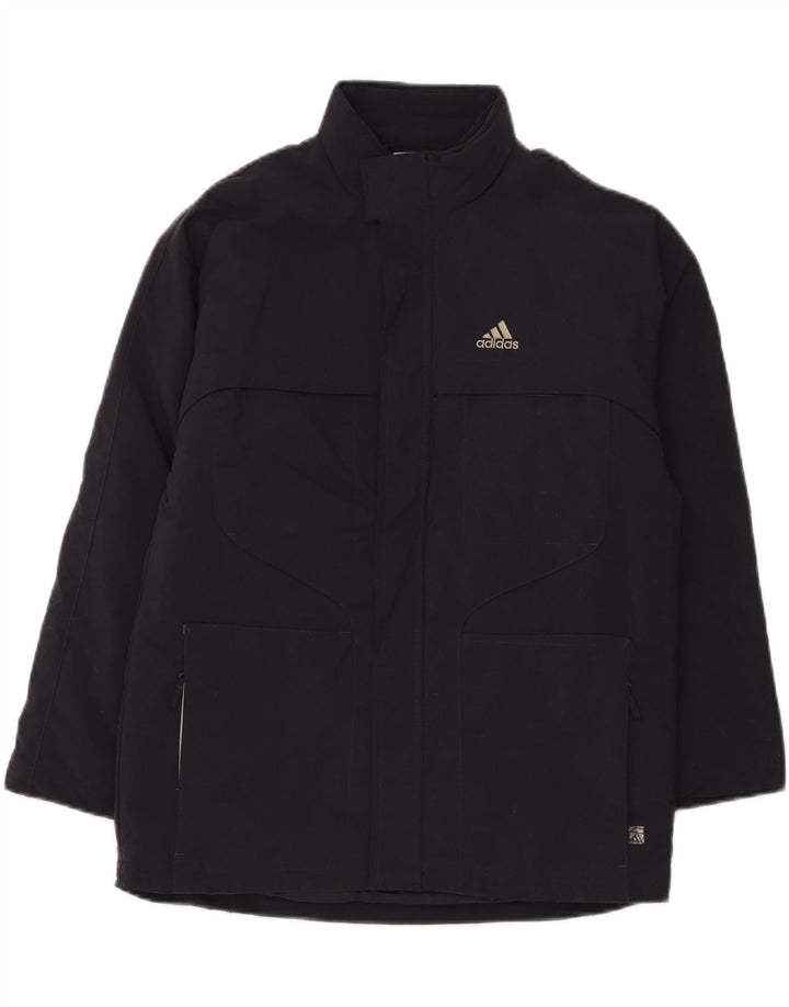 ADIDAS Boys Windbreaker Jacket 11-12 Years Navy Blue Polyester