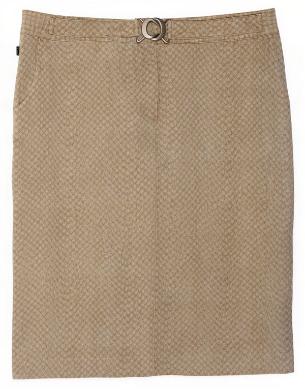 Gonna in denim da donna Roberto Cavalli UK 18 XL W34 Cotone beige con stampa animalier