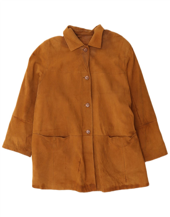 Cappotto in pelle oversize da donna vintage UK 20 2XL Pelle marrone