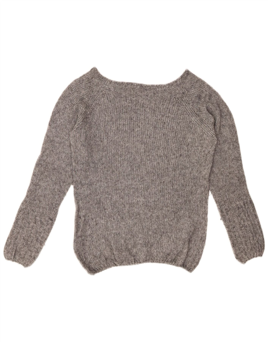 FRED PERRY Maglione da donna con scollo a barca UK 14 Grigio medio screziato