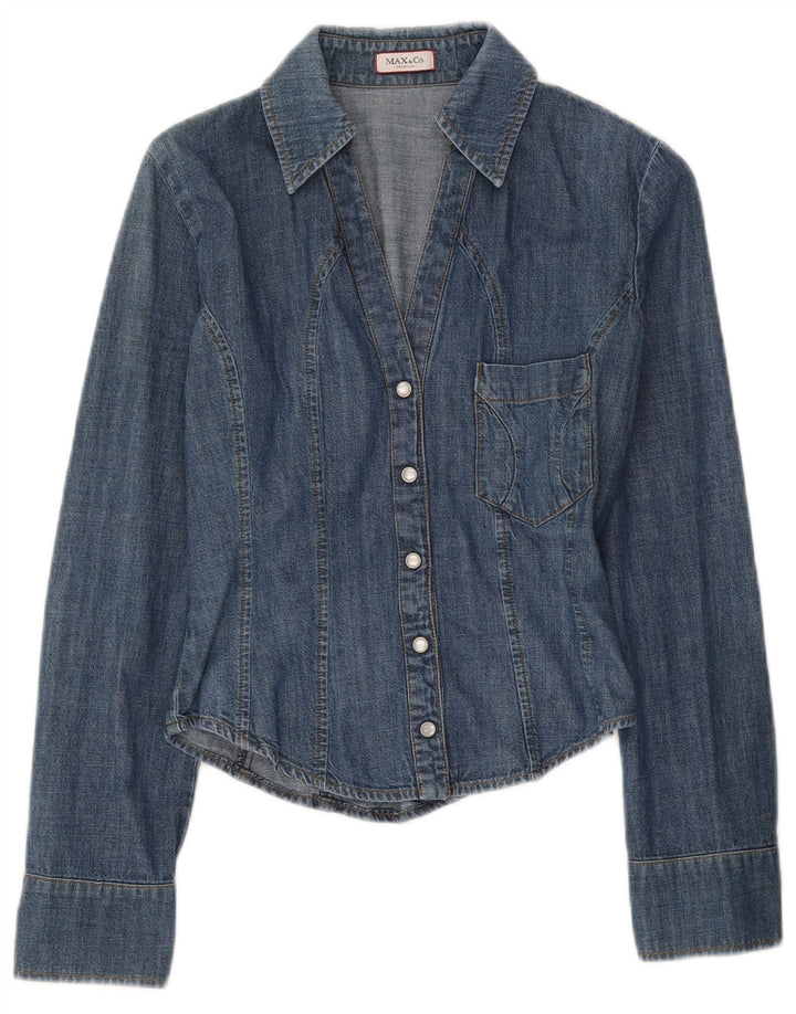 Max & Co. Camicia in denim da donna UK 8 piccolo cotone blu