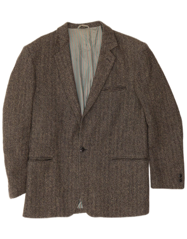 Giacca blazer da uomo a 1 bottone Pierre Laurent IT 46 piccola spina di pesce grigia
