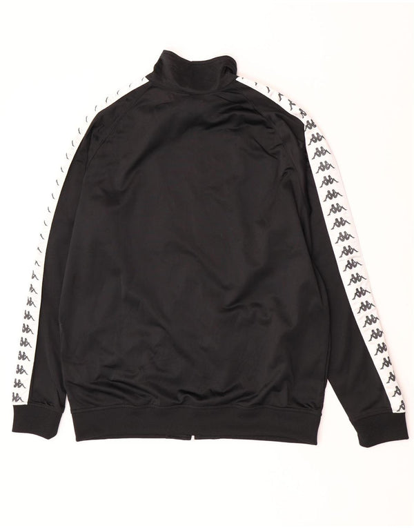 Giacca da ginnastica grafica da uomo Kappa 2XL nera in poliestere