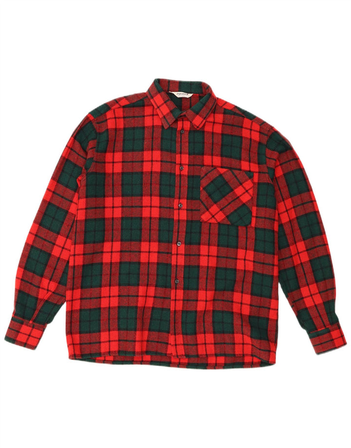 Camicia in flanella da uomo Agatex taglia 39 acrilico medio a quadri rossi