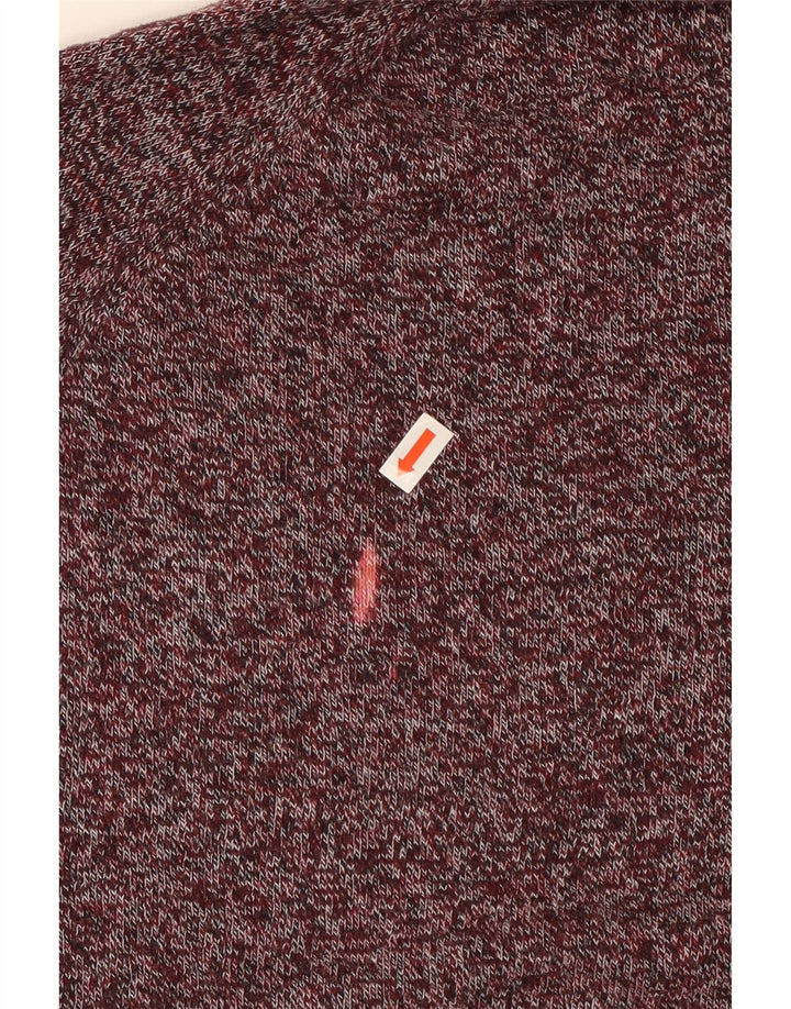 Maglione maglione girocollo da uomo Zara in cotone screziato bordeaux medio