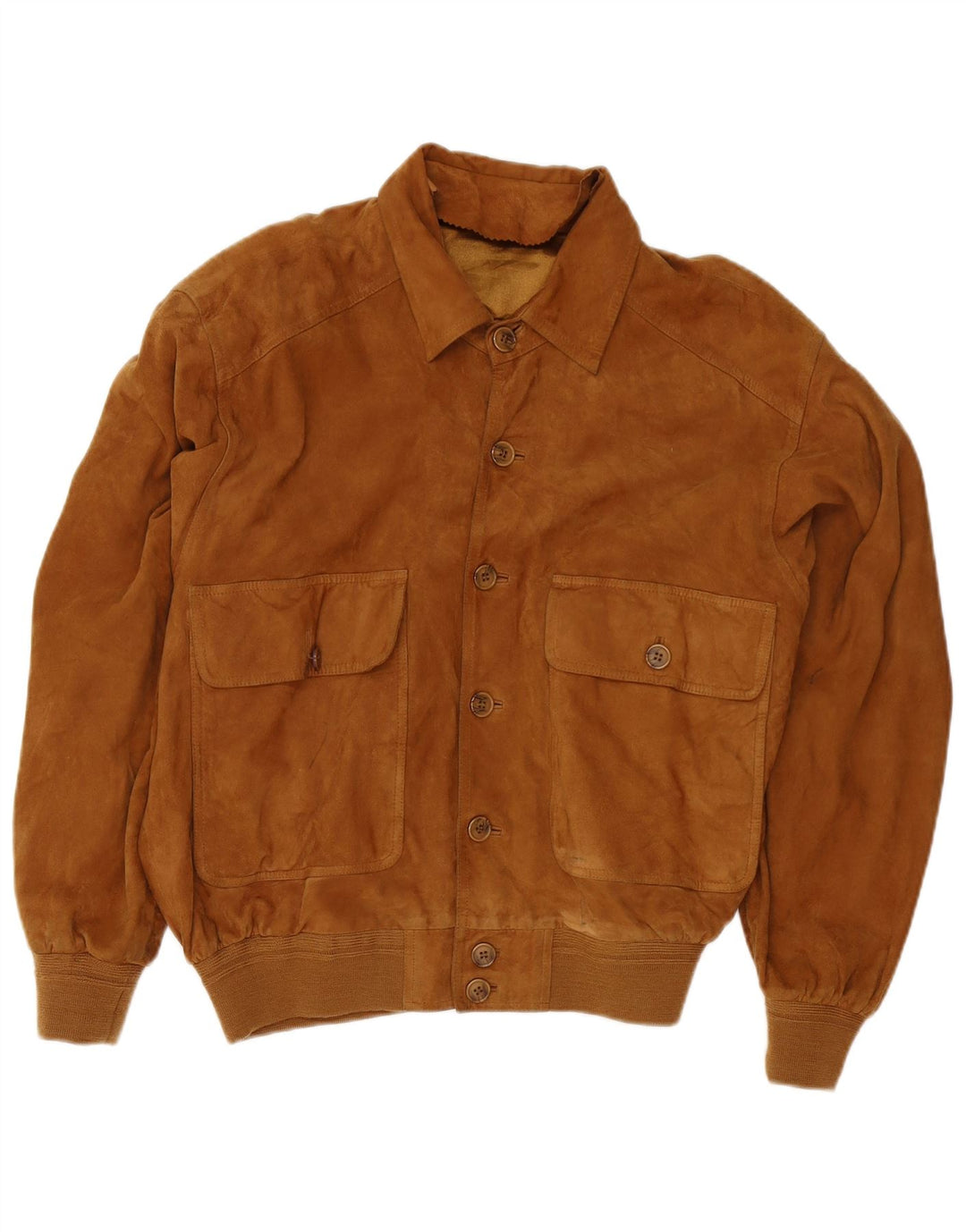 Giubbotto bomber in pelle scamosciata vintage da uomo UK 38 in pelle marrone medio