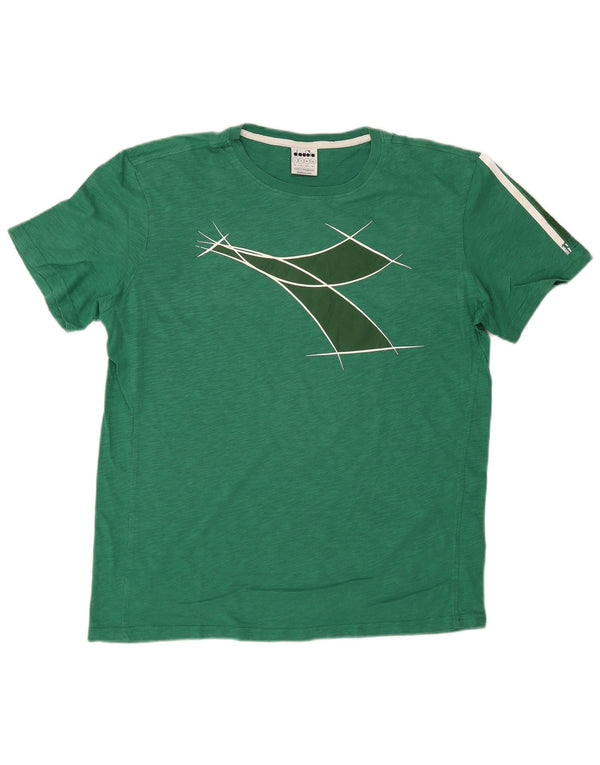 T-shirt grafica da uomo Diadora Top Large in cotone verde