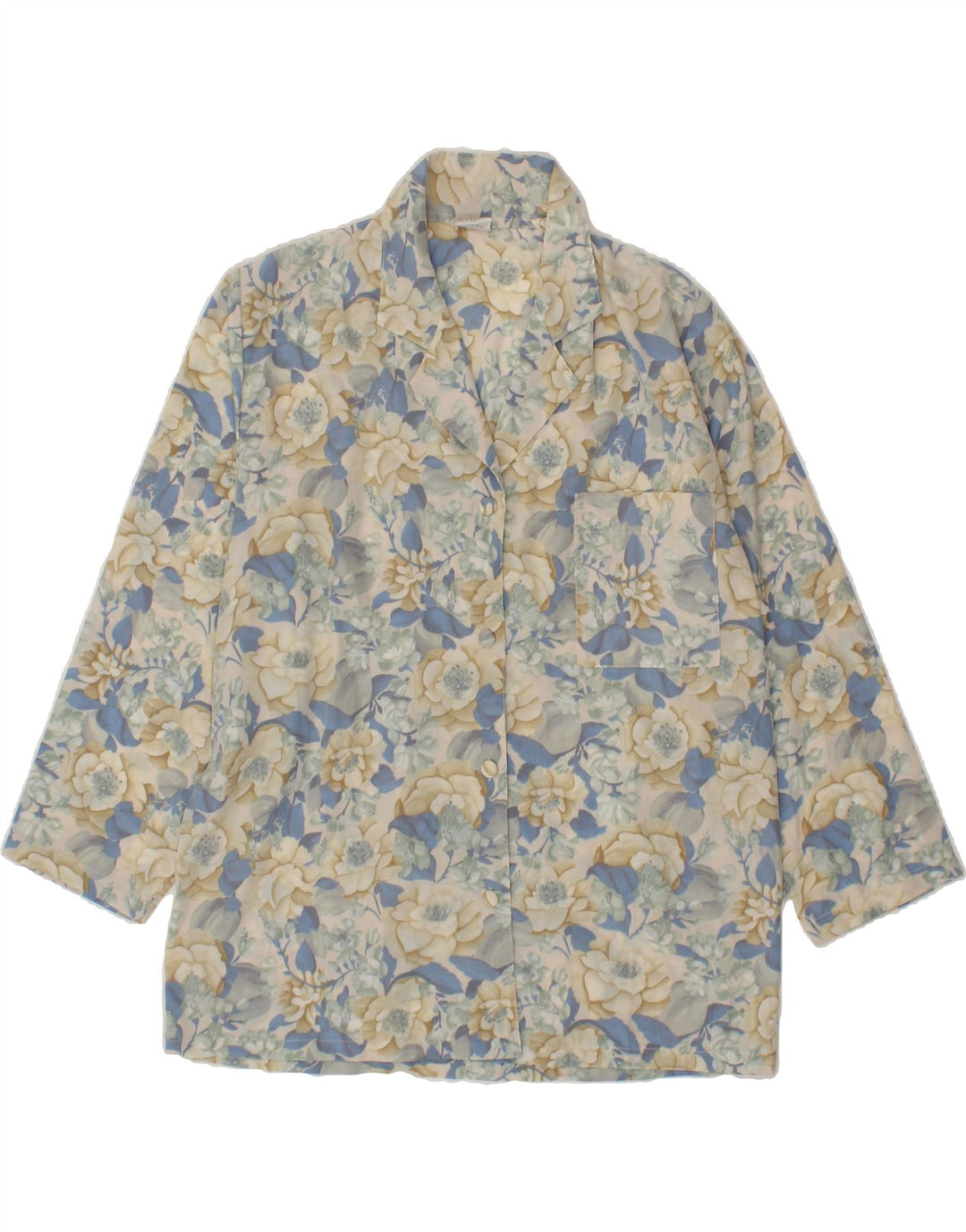 VINTAGE Womens 4 Button Blazer Jacket IT 44 Medium Off White Floral Vintage Vintage and Second-Hand Vintage from Messina Hembry 