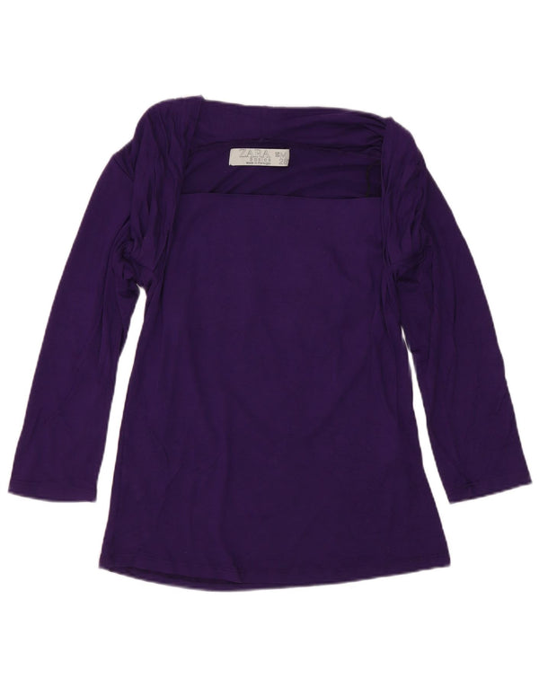 Top Zara da donna manica 3/4 UK 12 viscosa viola medio