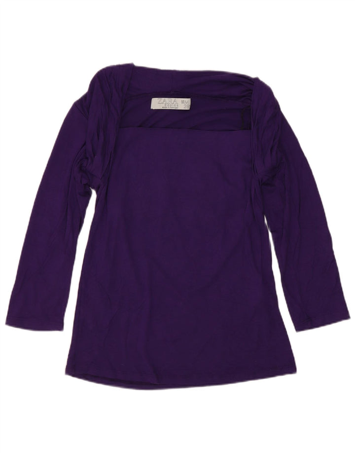 Top Zara da donna manica 3/4 UK 12 viscosa viola medio