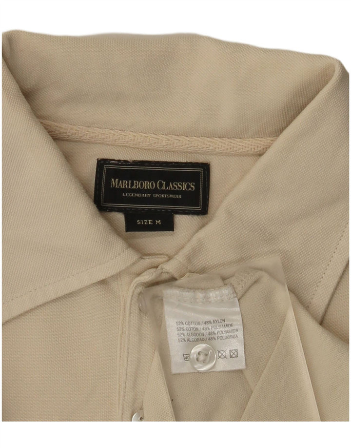 Polo da uomo Marlboro Classics in cotone bianco sporco medio