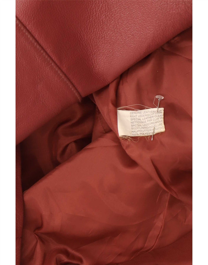Giacca in pelle vintage da donna UK 16 grande rosa