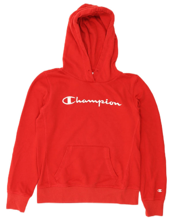 Felpa con cappuccio grafica da donna Champion UK 12 media rossa