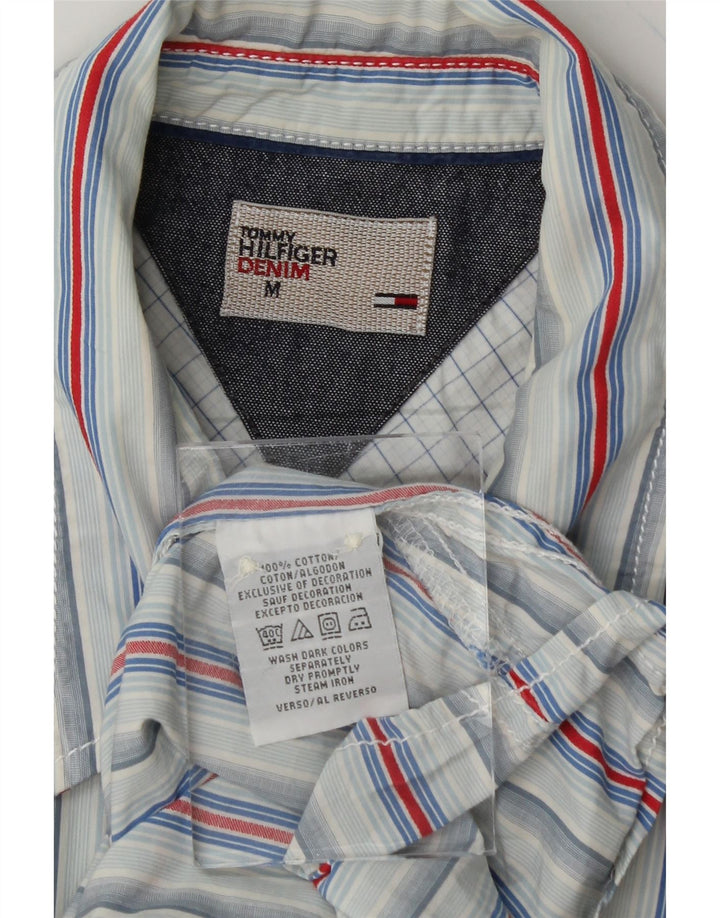 TOMMY HILFIGER Mens Shirt Medium Blue Striped Cotton Vintage Tommy Hilfiger and Second-Hand Tommy Hilfiger from Messina Hembry 