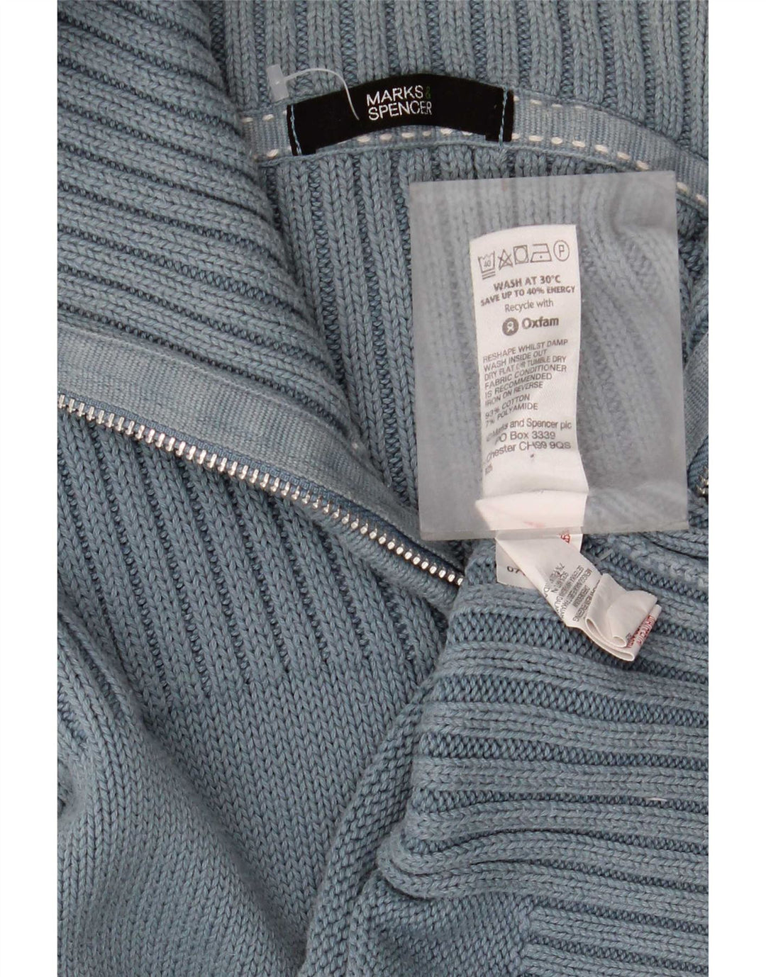 Maglione cardigan da donna Marks & Spencer UK 16 grande cotone blu