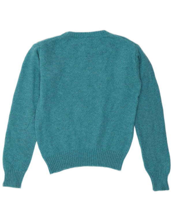 Maglione maglione girocollo da donna Benetton UK 10 piccolo lana screziata blu