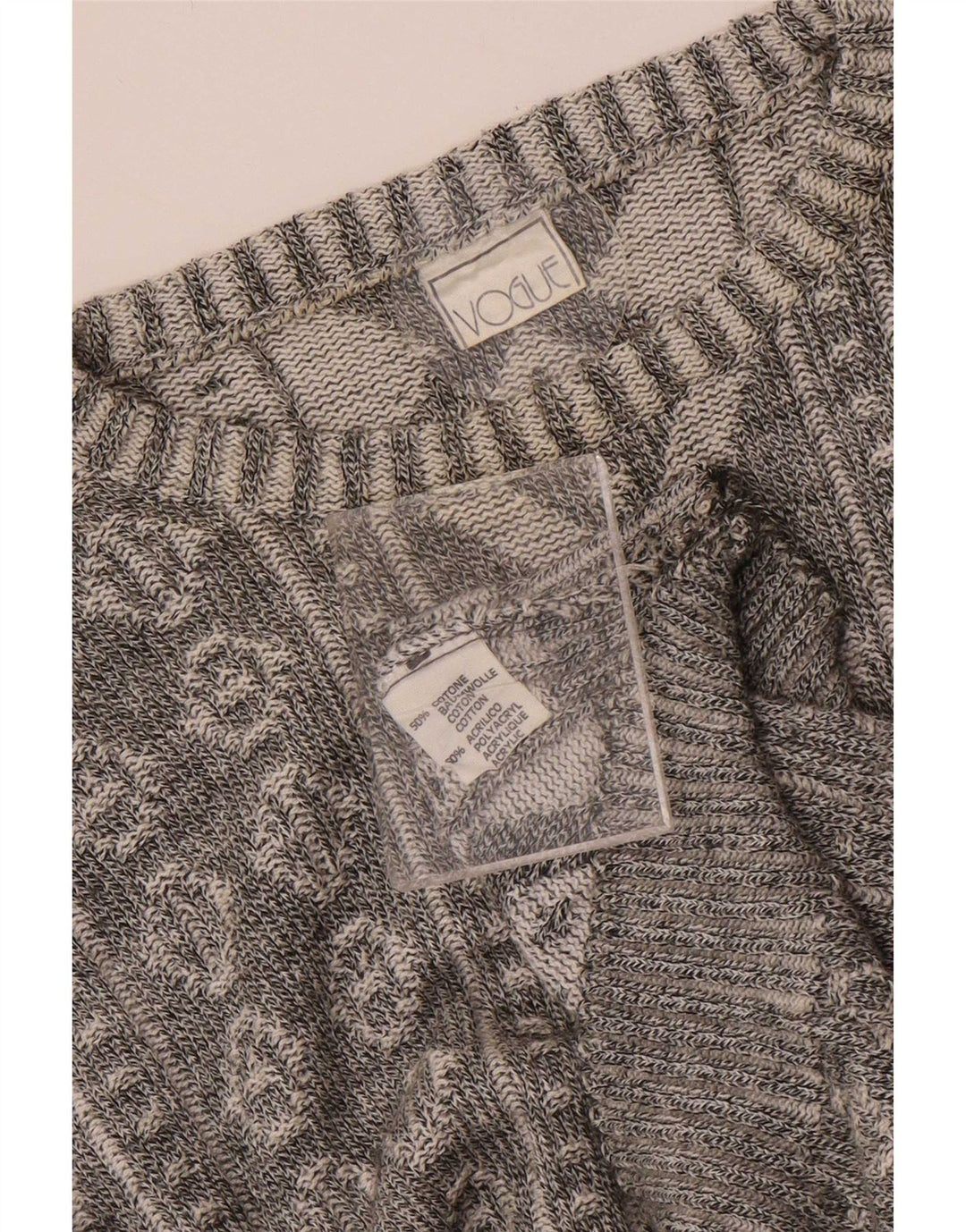 Maglione maglione girocollo da uomo Vogue in cotone geometrico grigio medio