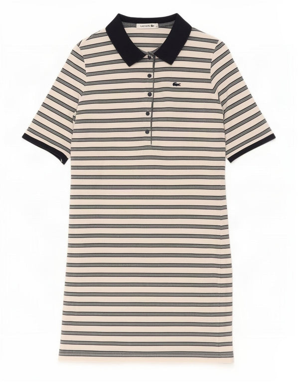 Abito polo da donna Lacoste taglia 42 grande cotone a righe bianche