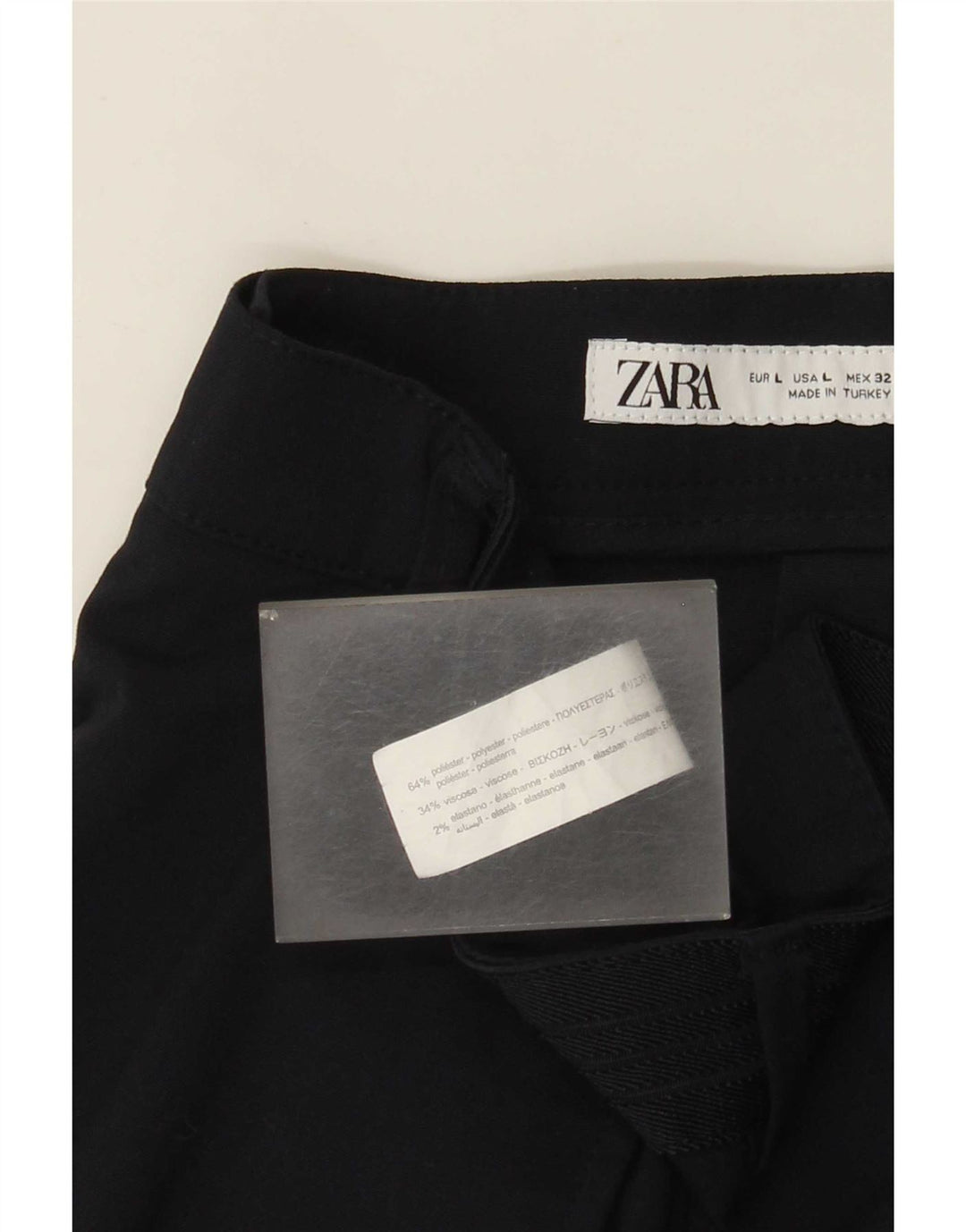 Pantaloni chino slim da donna Zara grandi W34 L29 poliestere blu navy