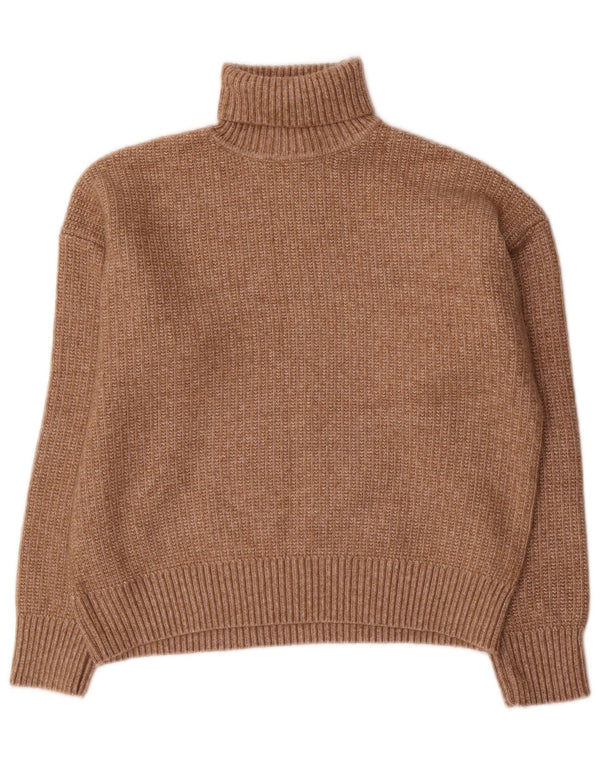 Maglione maglione a collo alto da donna Marks & Spencer UK 16 grande poliestere marrone