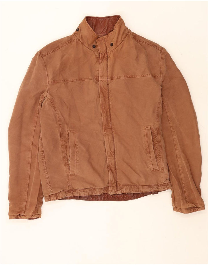 Giacca in pelle reversibile vintage da uomo UK 40 grande marrone